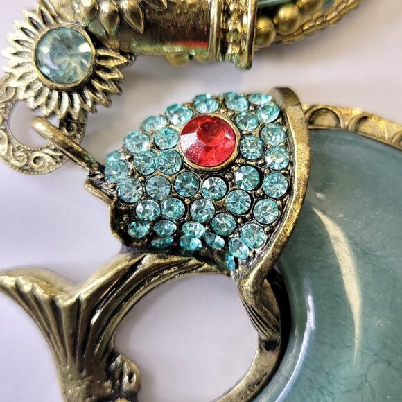 Statement Choker Pendant Necklace Fashion Gemstone Blue Fish Pendant - Picture 5 of 16